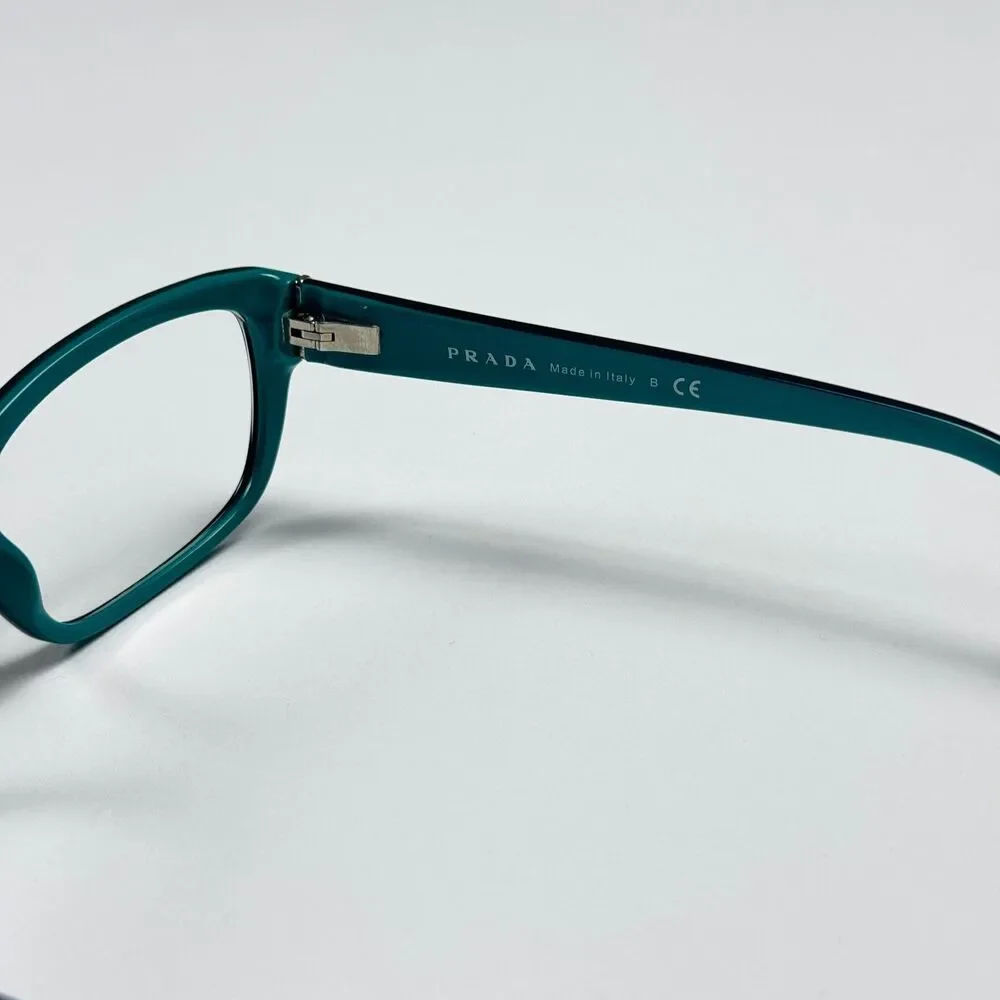 Prada Eyeglass Frames Women 52-18 VPR 18O Black Green Acetate RX Case